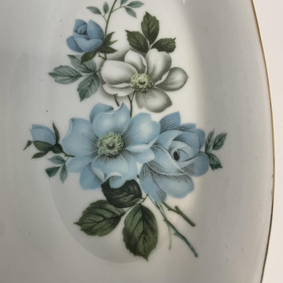 Tilso Japan Vintage Butter Dish Trinket Dish Shades of Blue Roses - Picture 3 of 16